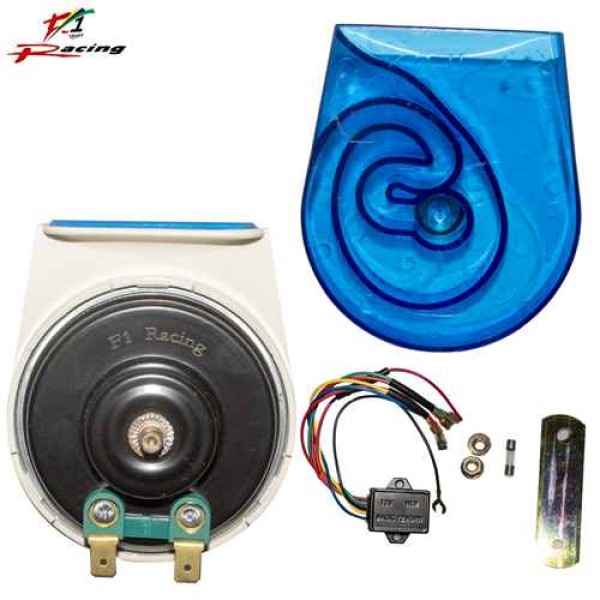 CORNETAS TIPO CARACOL GRANDE AZUL MULTITONO 12V F1 RACING - F1R-A037 BLUE CORNETAS TIPO CARACOL GRANDE AZUL MULTITONO 12V F1 RACING - F1R-A037 BLUE